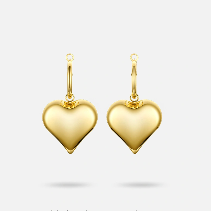 Fashionable Personality Titanium Steel Heart-Shaped Earrings