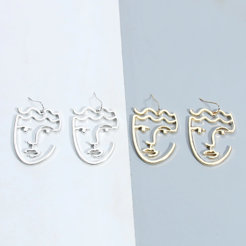 Wave Face Contour Fashion Trendy Personality Personality Earrings