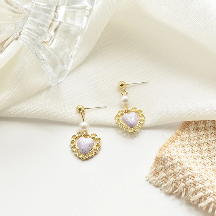 925 Silver Needle Japan And South Korea Cute Retro Peach Heart-Shaped Earrings 