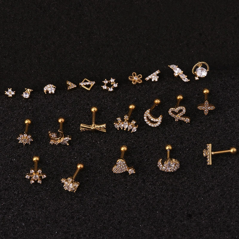 Rough Rod Earring Screw Stainless Steel Double-Sided Screw Earring Nail Female