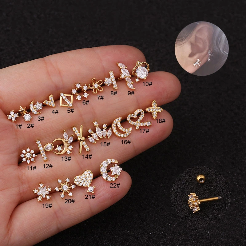 Rough Rod Earring Screw Stainless Steel Double-Sided Screw Earring Nail Female