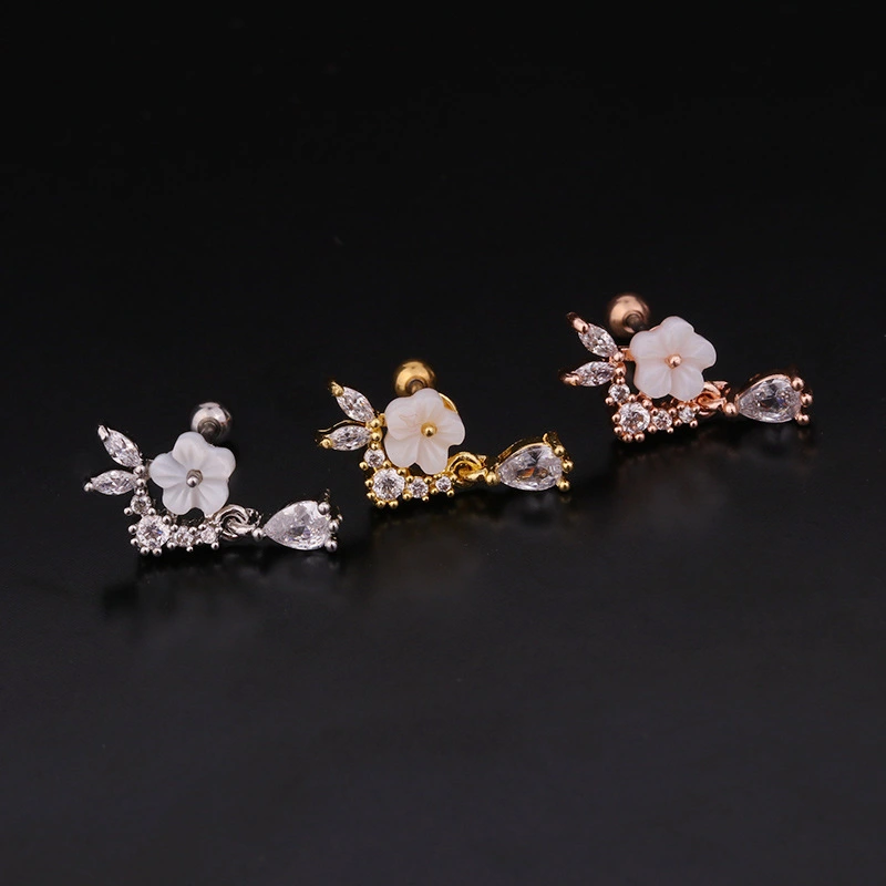 Floral Double Head Screw Stud Stainless Steel Stud Stud
