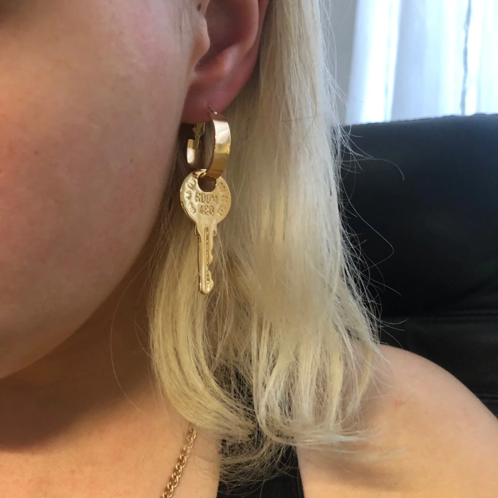 Punk Style Earrings Ring Earrings Key Pendant