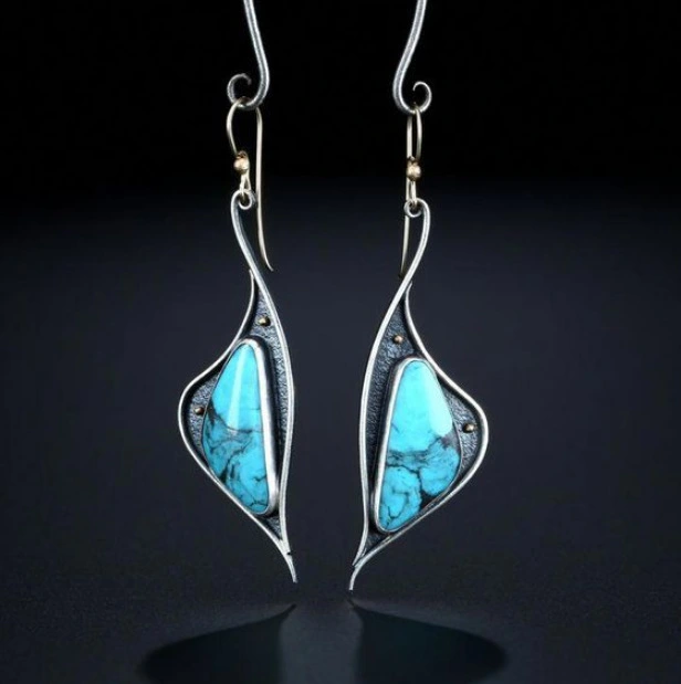 Picasso Color Glass Earrings Creative Birch Leaf Separation Earrings Female