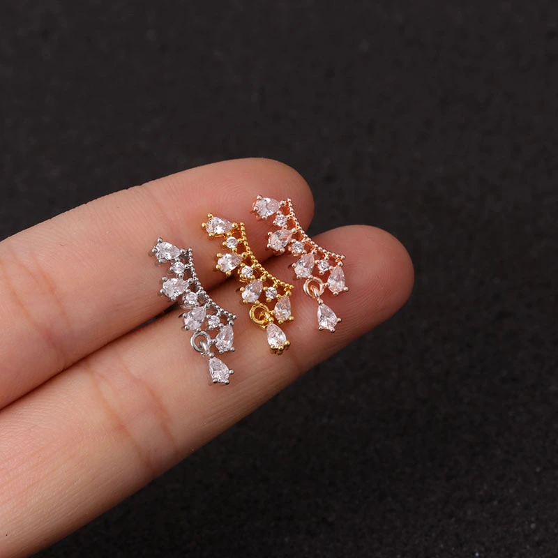 New Stainless Steel Zircon Ear Studs
