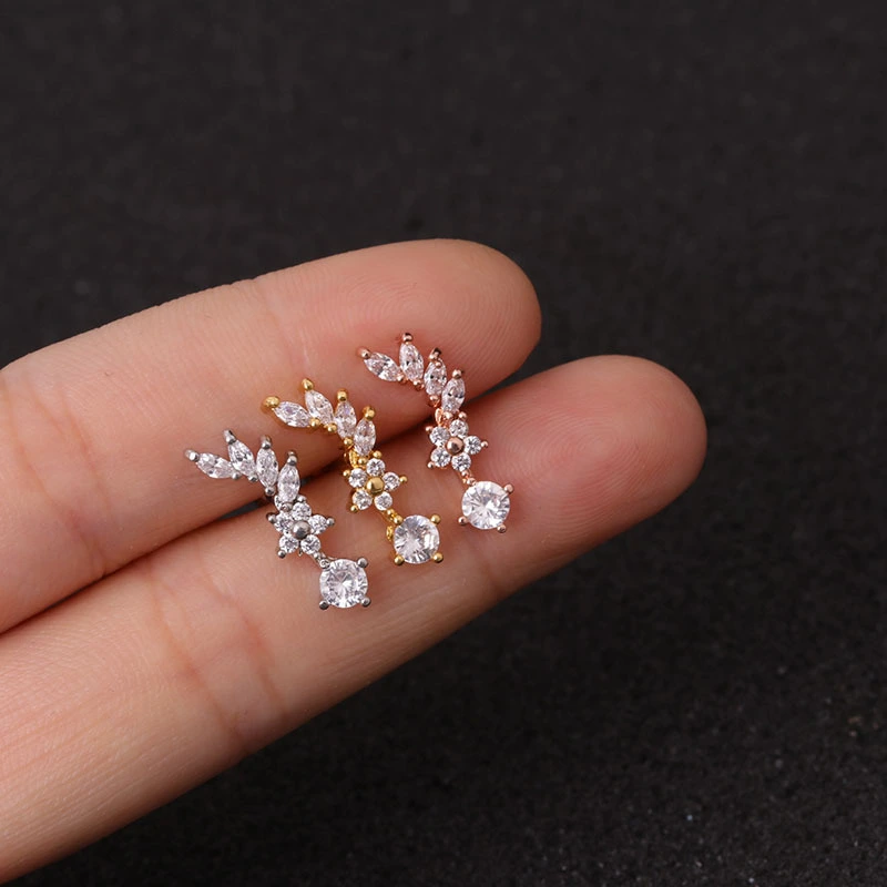 New Stainless Steel Zircon Ear Studs