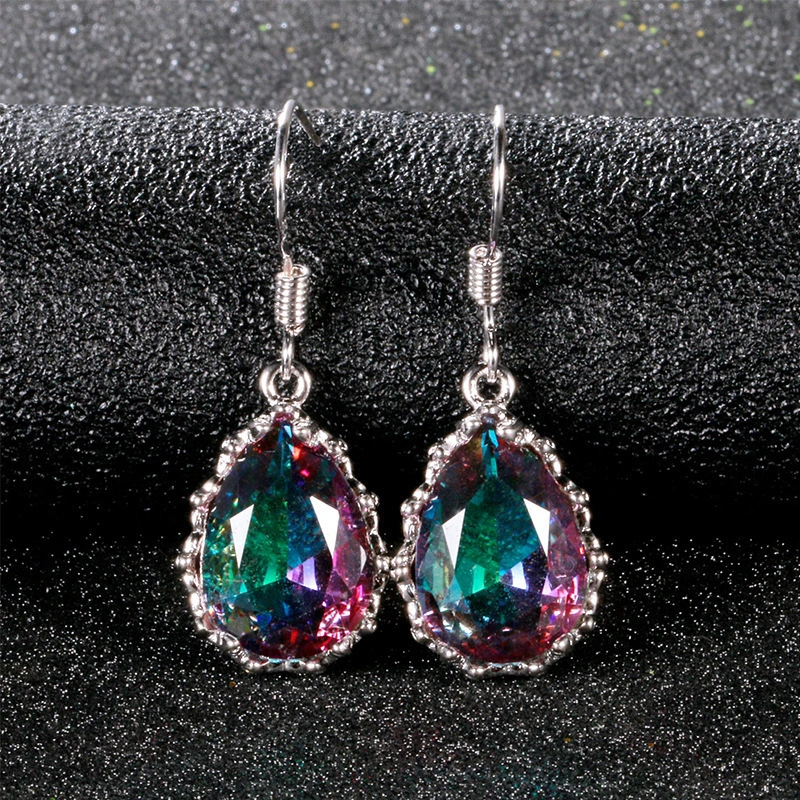 Colorful Gems Sparkle Stud Earrings With Diamonds