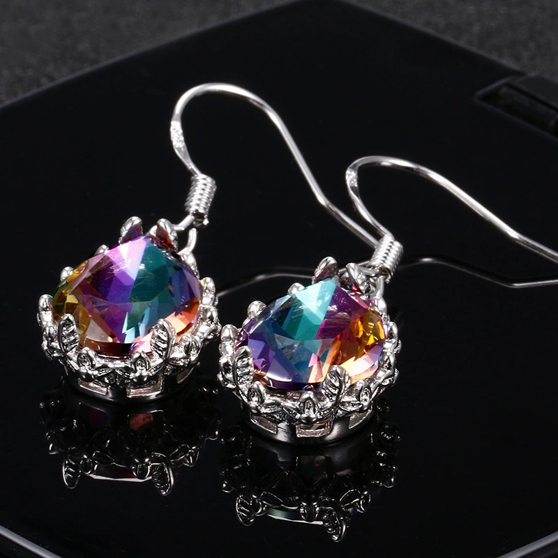 Colorful Gems Sparkle Stud Earrings With Diamonds