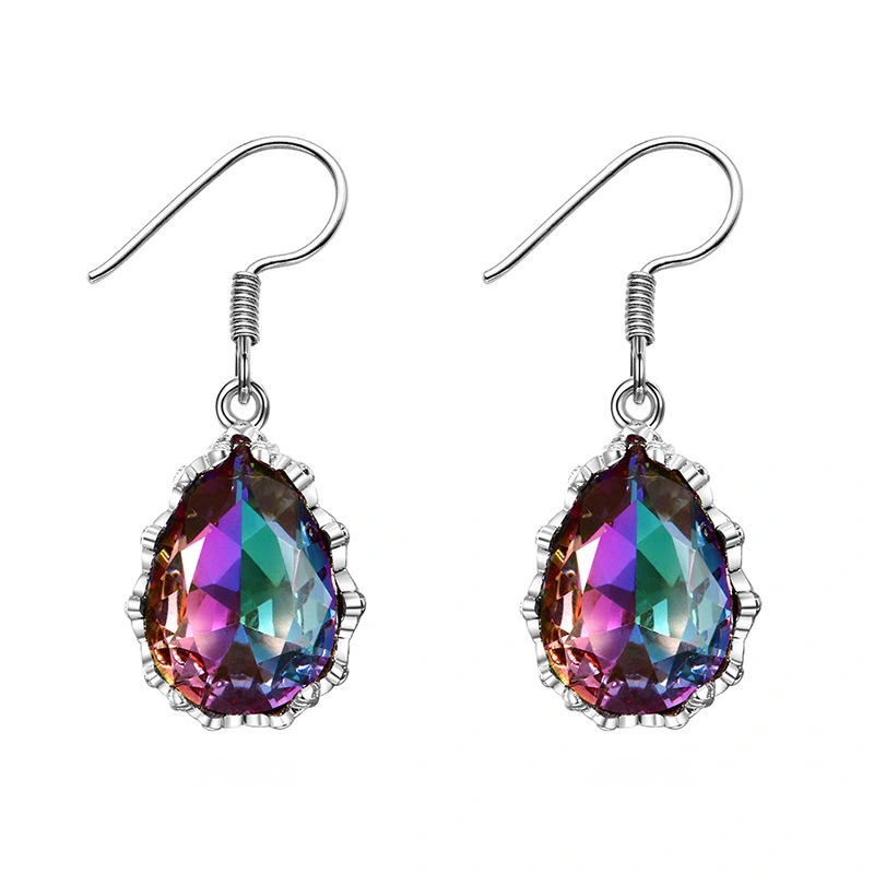 Colorful Gems Sparkle Stud Earrings With Diamonds