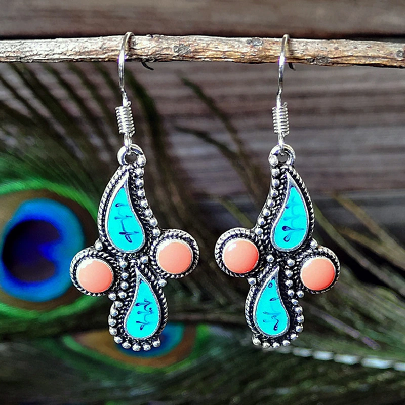 European And American Ethnic Style Feather Painted Earrings