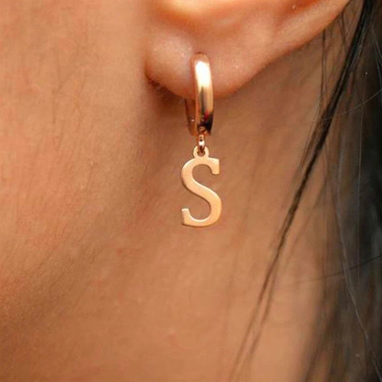 Women's Stainless Steel 26 Letter Earrings
