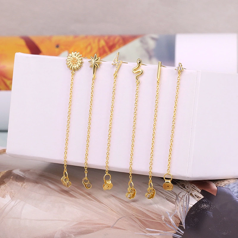 Single Tassel Earrings S925 Sterling Silver Lady's Ear Buckle Earstring
