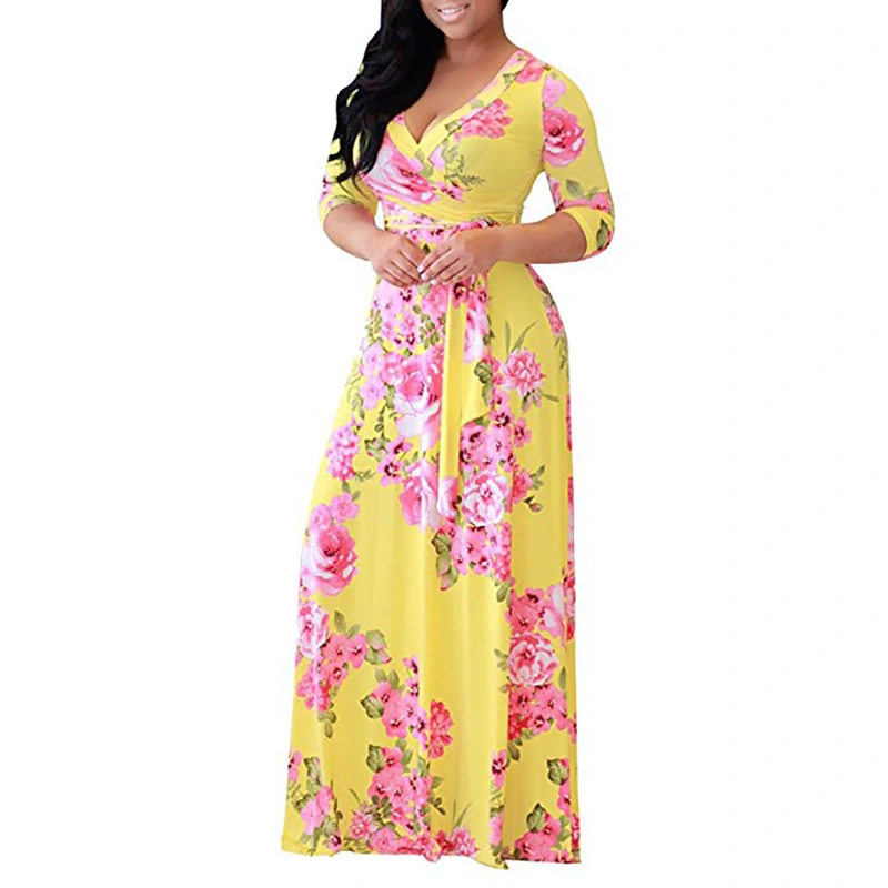 Print lace-up dress with low waist