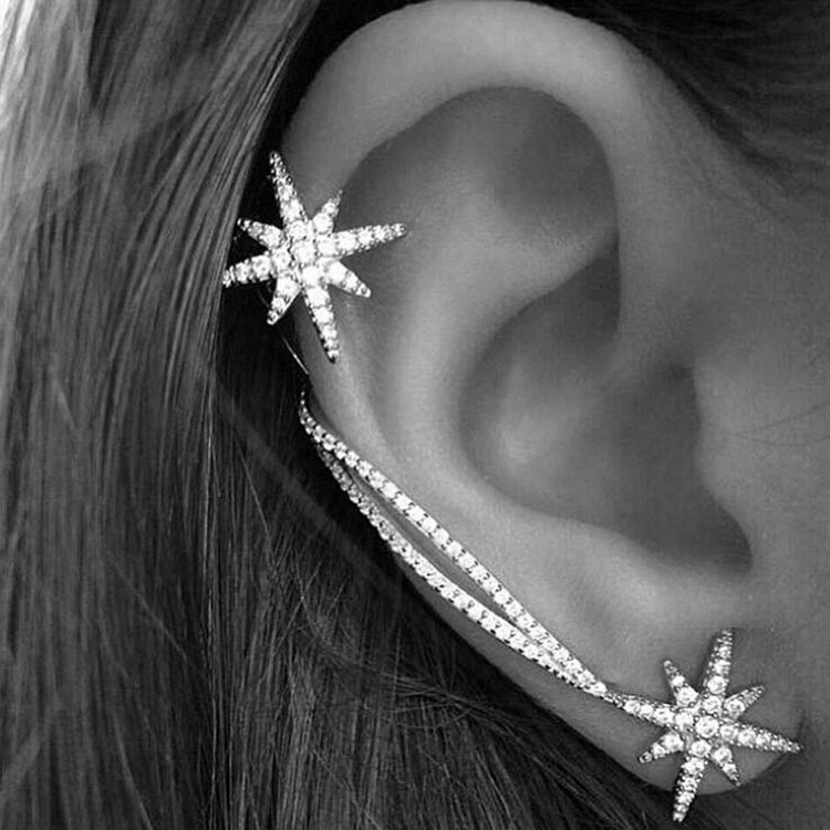 Rhinestone Asymmetric Snowflake Star Stud Earrings