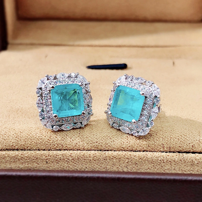 Jewelry Simulation Emerald  Earrings Inlaid With Diamond Earrings