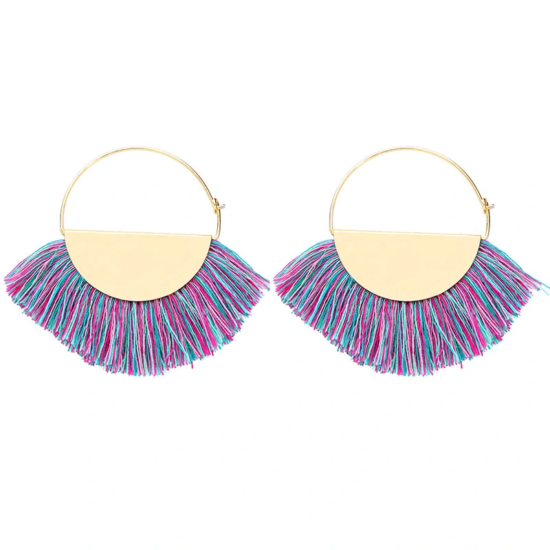 Handmade Creative Tassel Ethnic Style Circle Earrings