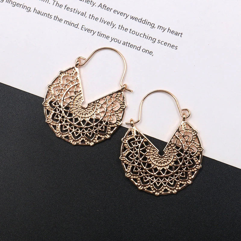 Carved flower petals earrings