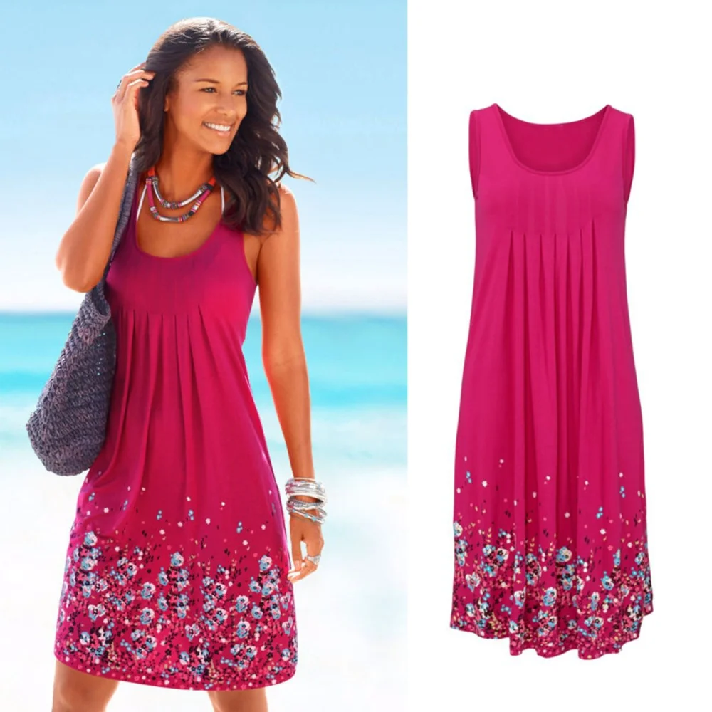 Long sleeved a-line dress in sleeveless loose printed tank top