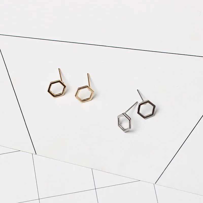 Simple Fashion Geometric Hexagon Stud Earrings