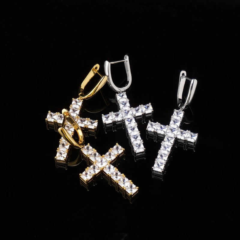 Square zircon Cross Earrings