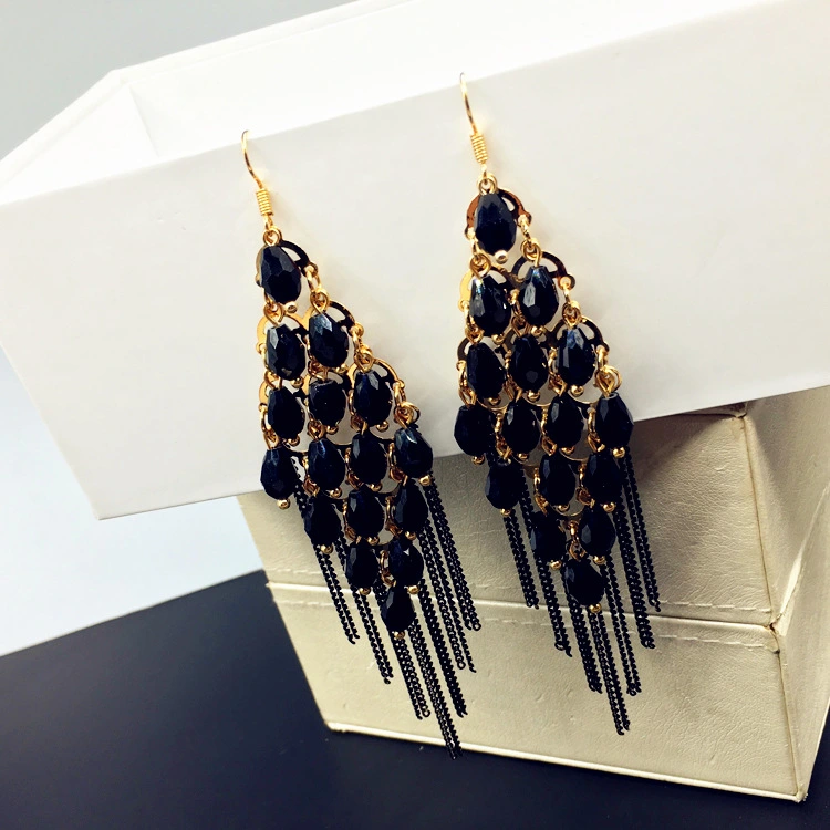 Handmade Beaded Tassel Multicolor Crystal Earrings