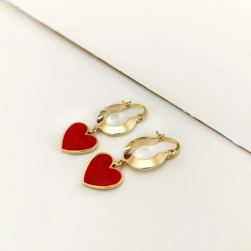 Love enamel personalized C-shaped earrings
