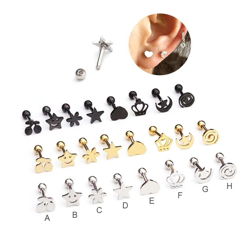 European and American ear piercing stainless steel wire cut stud earrings