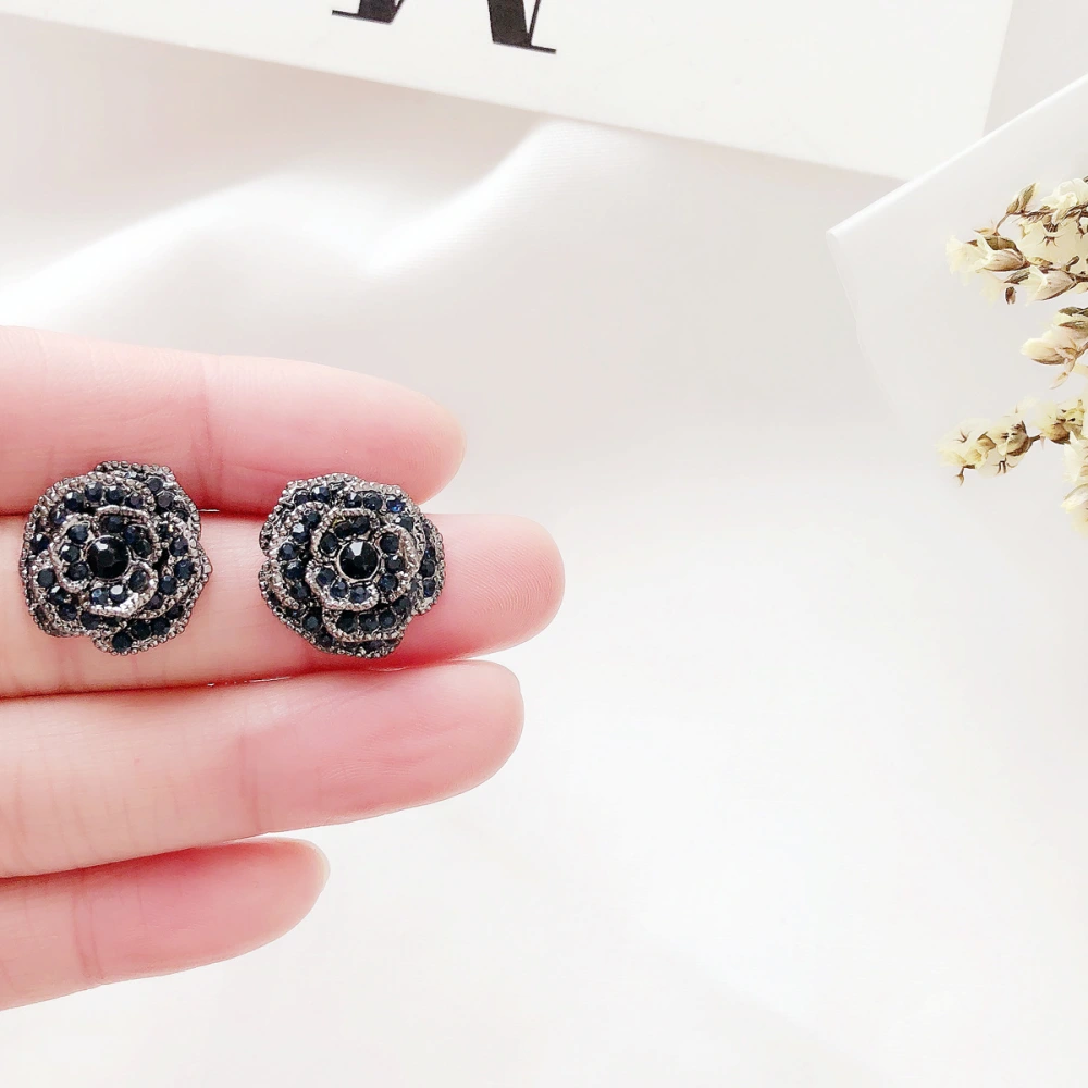 Rose Water Diamond retro Flower Earrings