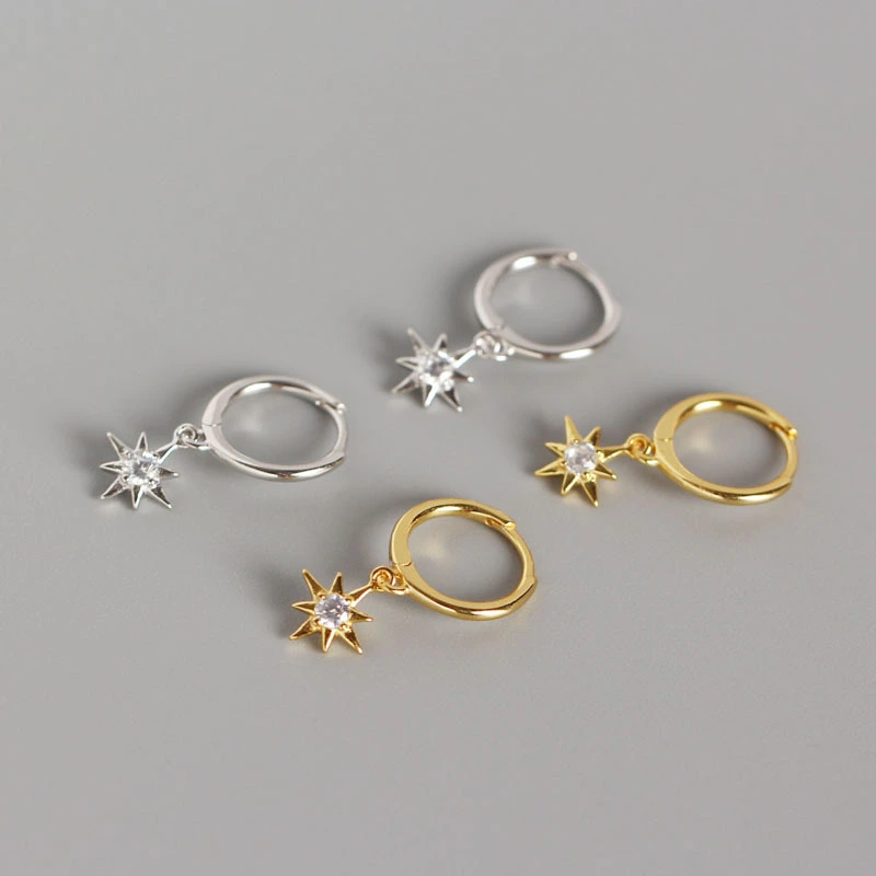 Minimalist Anise Star Sterling Silver Stud Earrings