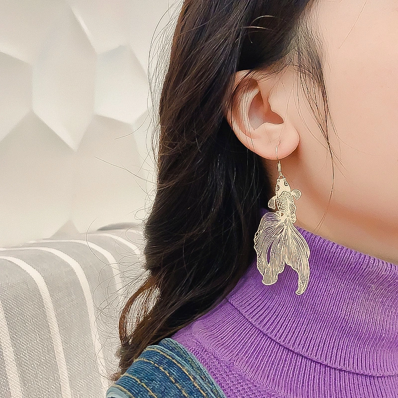 Lucky Koi Earrings with Exaggerated Temperament