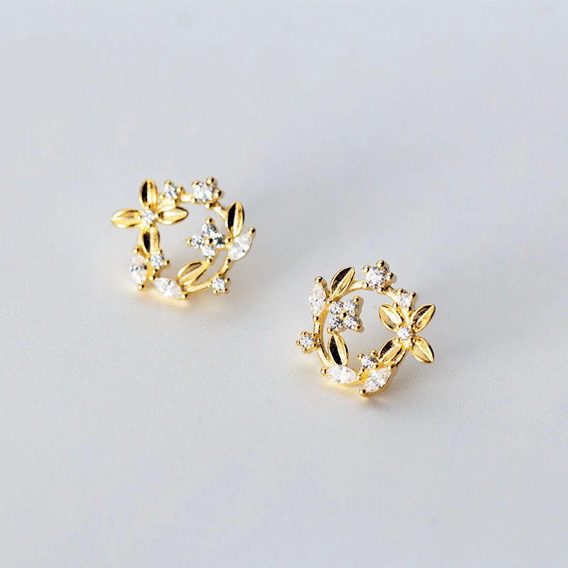 Flower earrings, four-leaf clover earrings