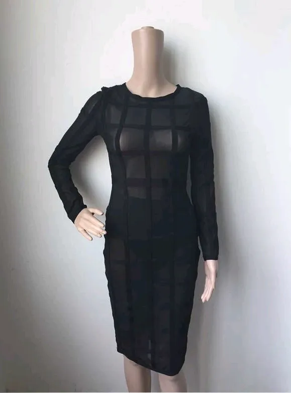 Dress nightclub printing women's round neck tight nude women's dress