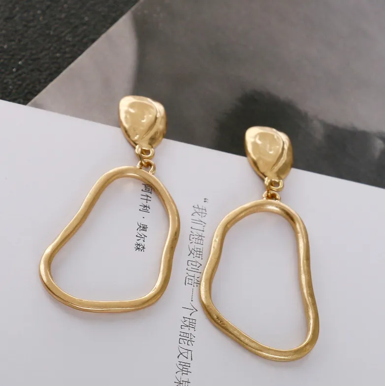 Amaiyllis New Fashion Geo Pendant Earrings For Women Chunky Alloy Hollow Dangle Earrings New Design Large Drop Earrings Jewelry