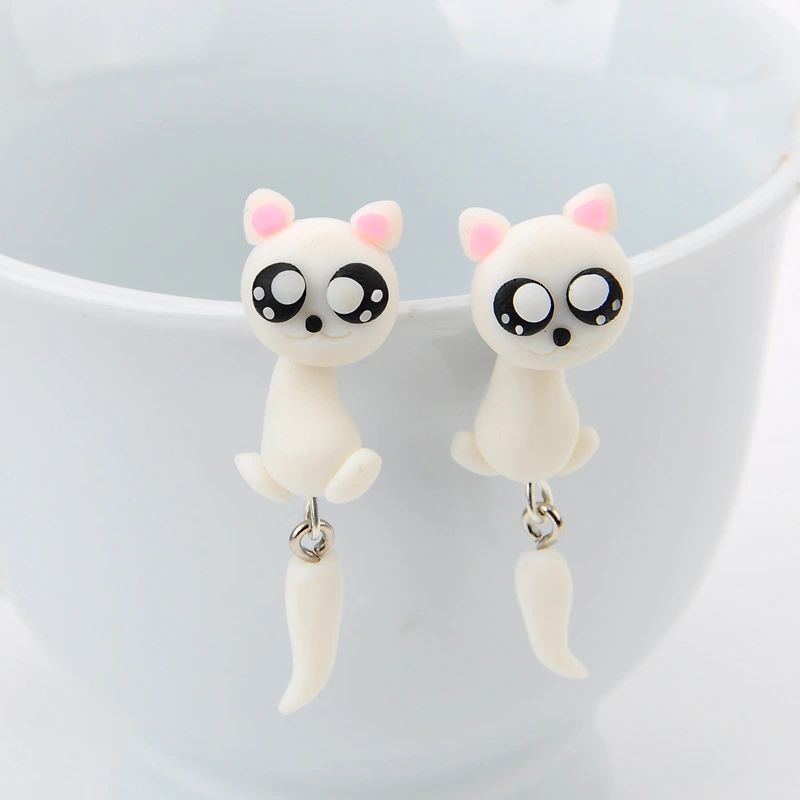 Soft ceramic cat earrings