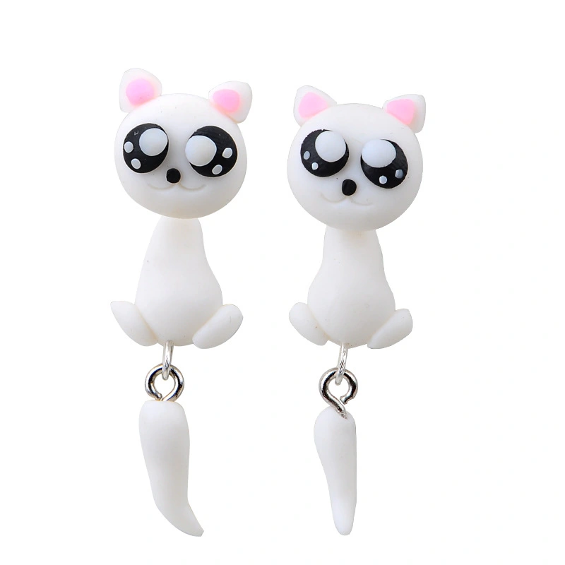 Soft ceramic cat earrings