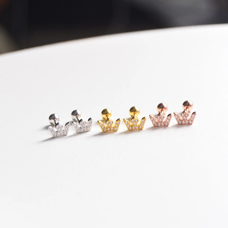 Crown Zircon Stud Earrings