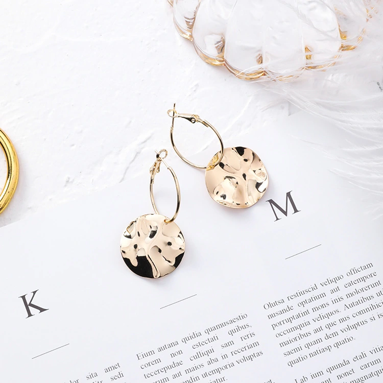 Geometric Irregular Disc Earrings Bump Wavy Round Earrings