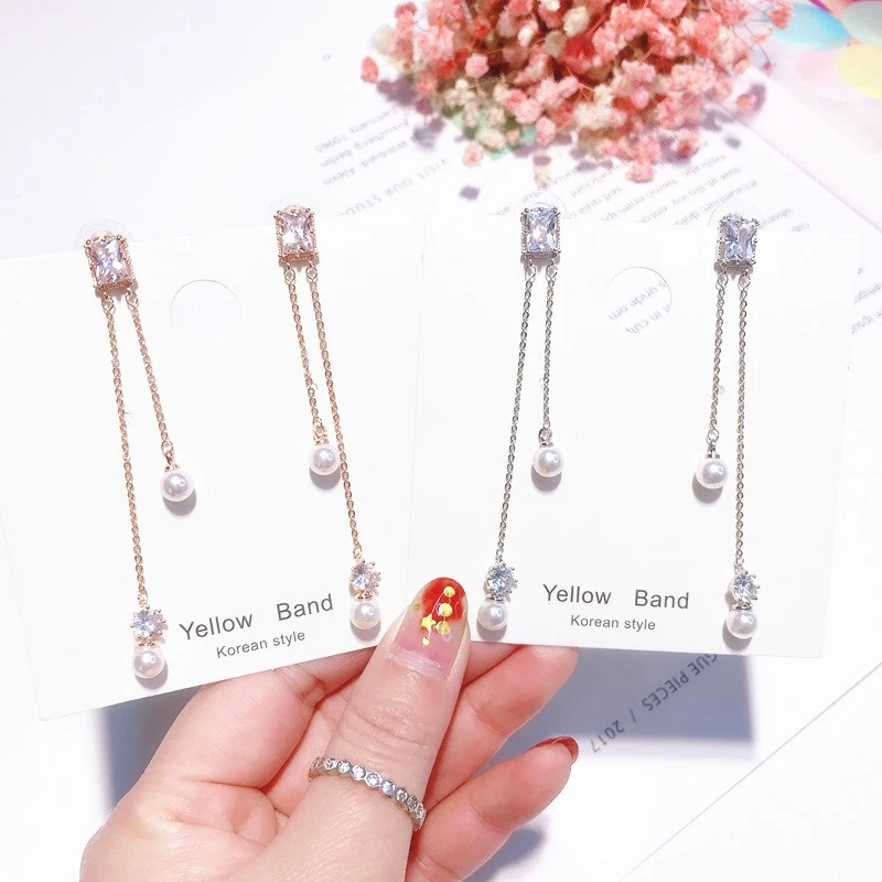 S925 silver pin crystal earrings