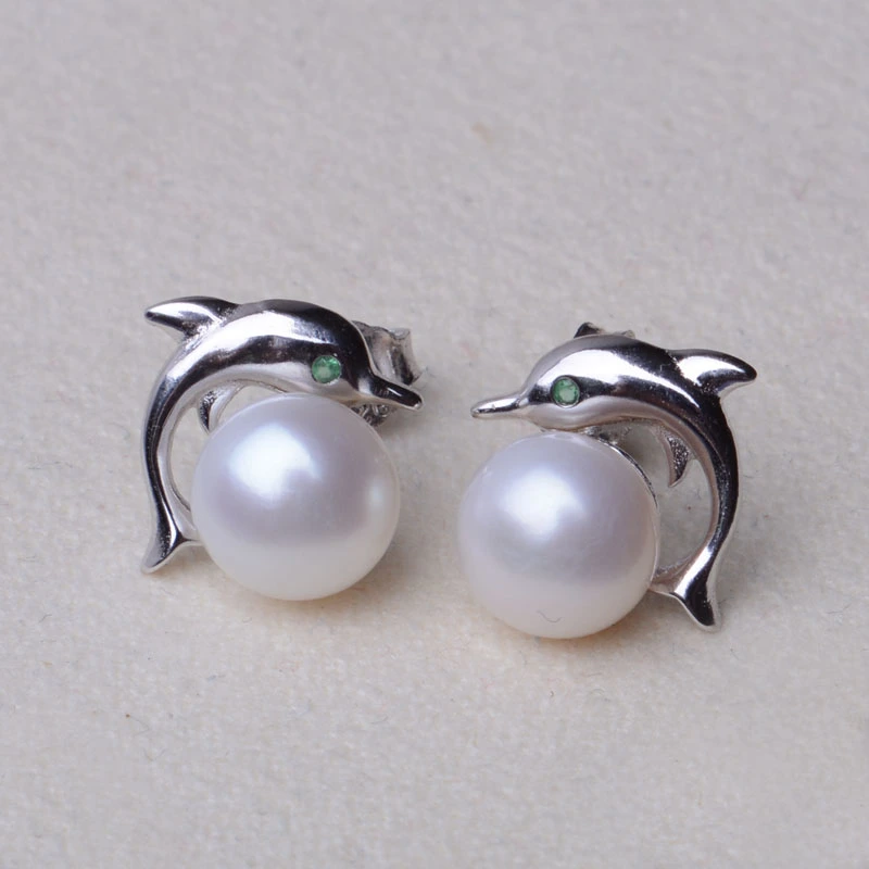 925 Silver Natural Pearl Stud Earrings