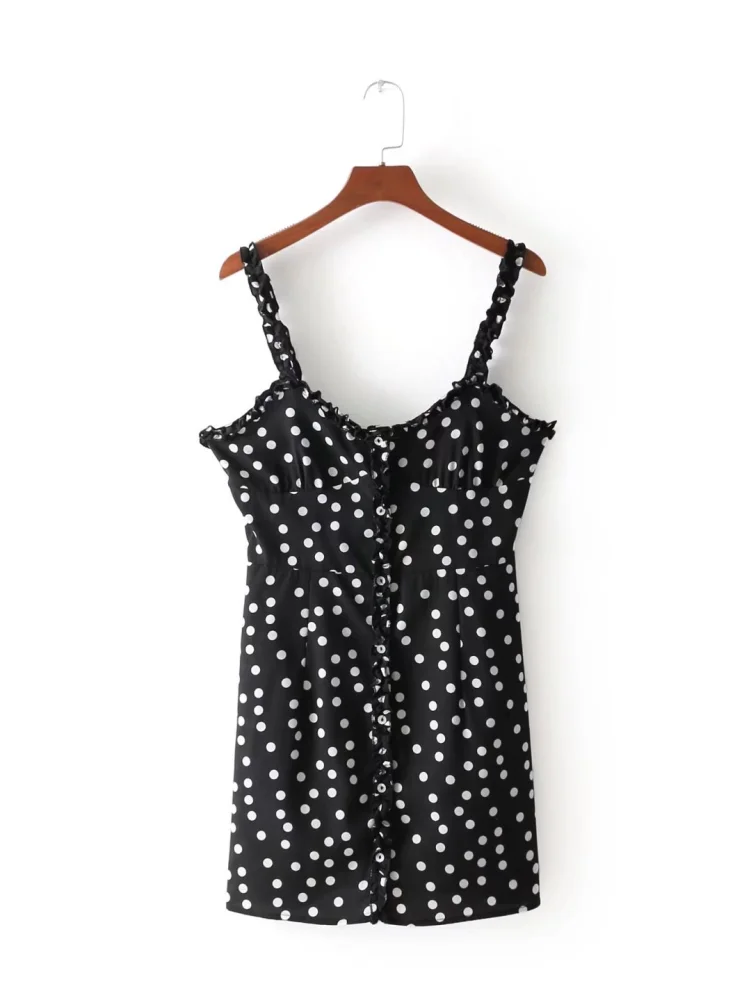 Summer polka dot floral ear straps tube top dress