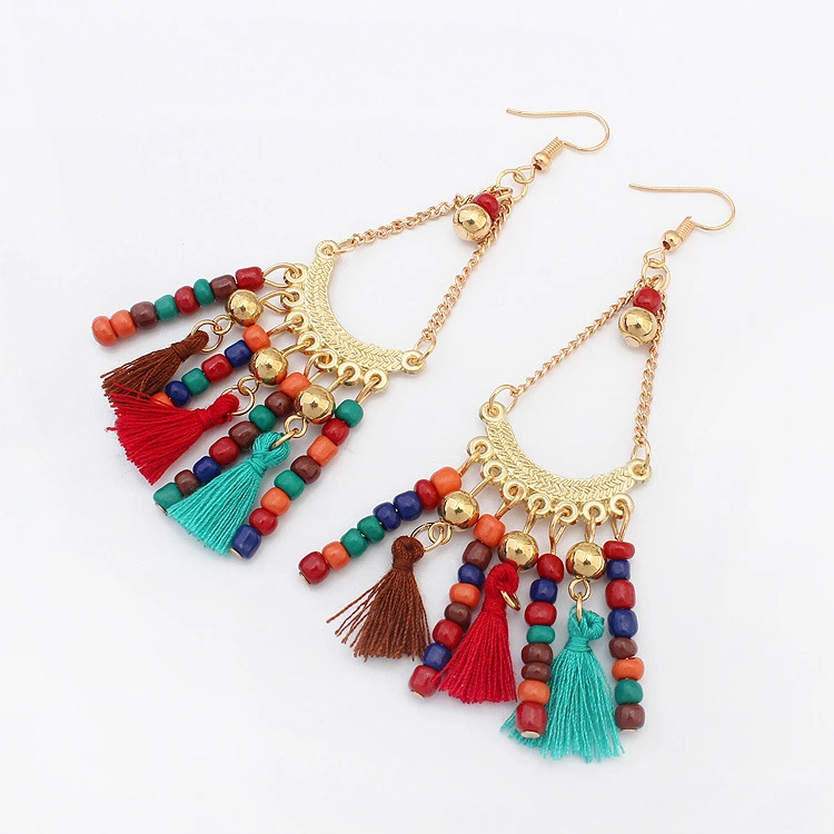 European and American fashion temperament female wild drop tassel earrings