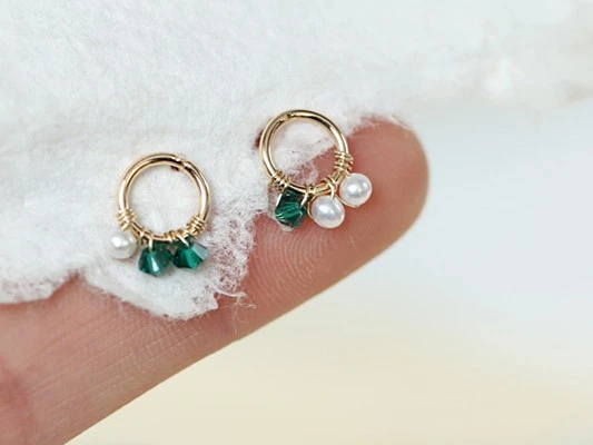 925 sterling silver pearl green earrings