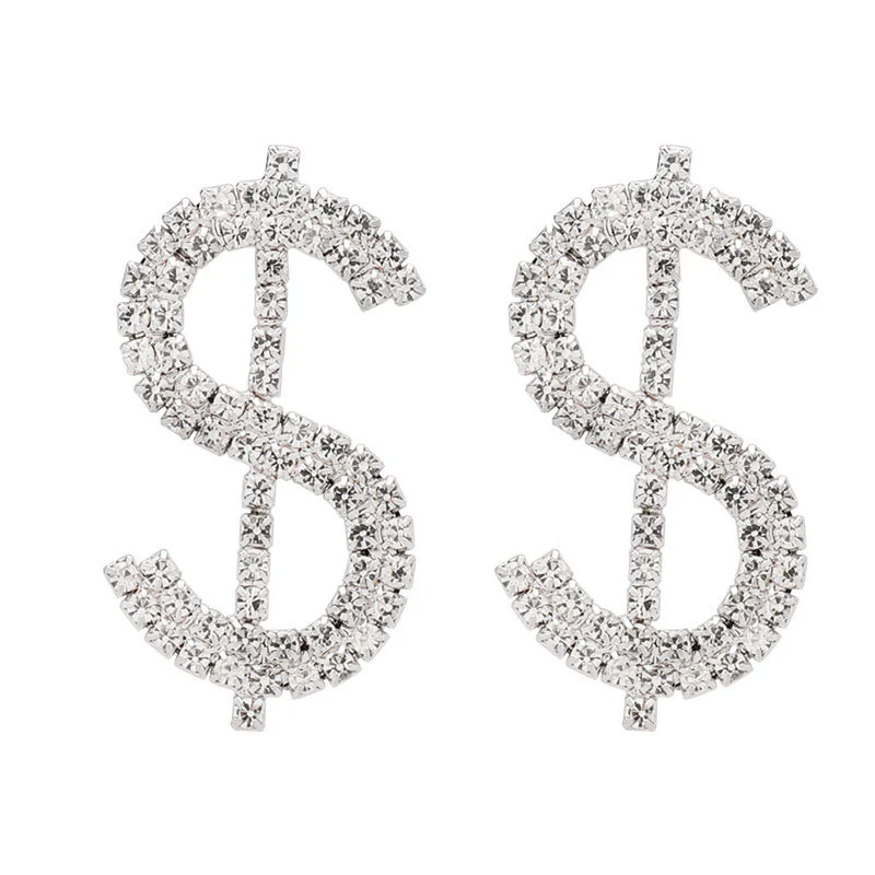 New Dollar Sign Alloy Diamond Rhinestone Super Earrings