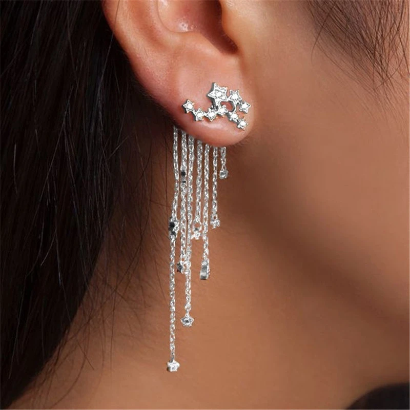 Shining star tassel earrings