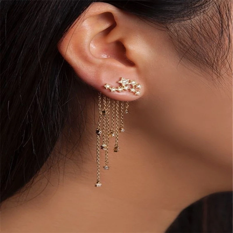 Shining star tassel earrings