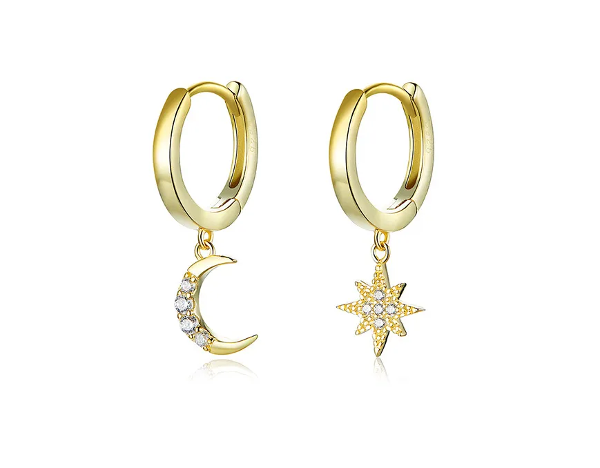 S925 star moon earrings