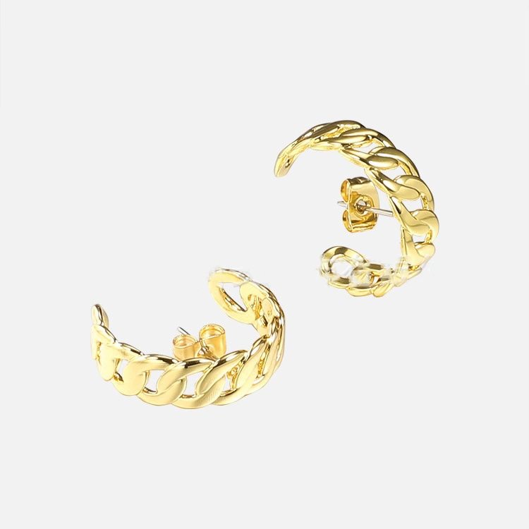 Half-round chain earrings 18K gold plating