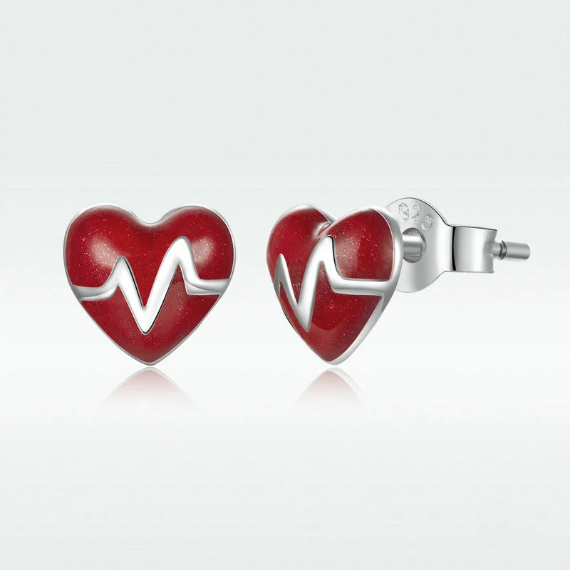 Red heart-shaped drip earrings