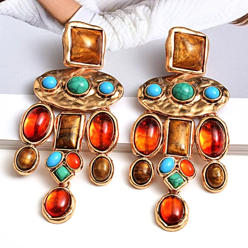 Baroque artificial gemstone earrings