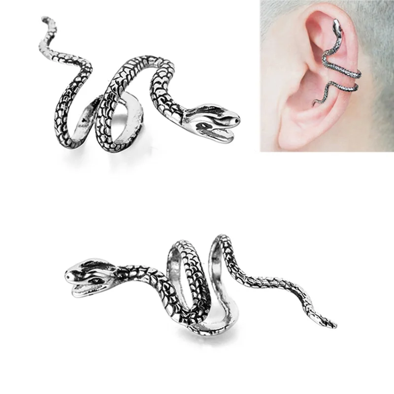 Snake-shaped earrings made of copper